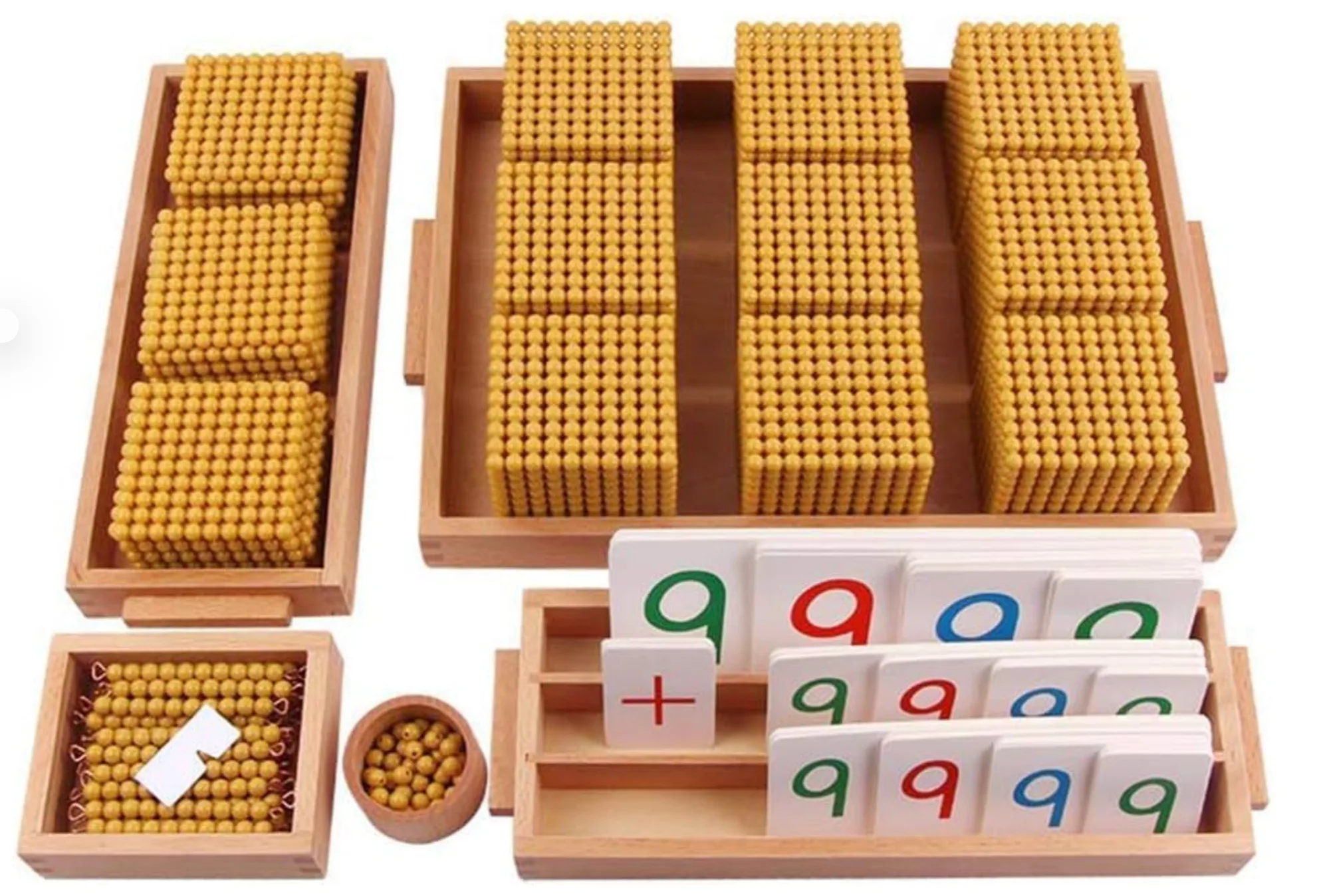 Goldenes Perlenmaterial Sparset – Montessori-Dezimalsystem zum Anfassen
