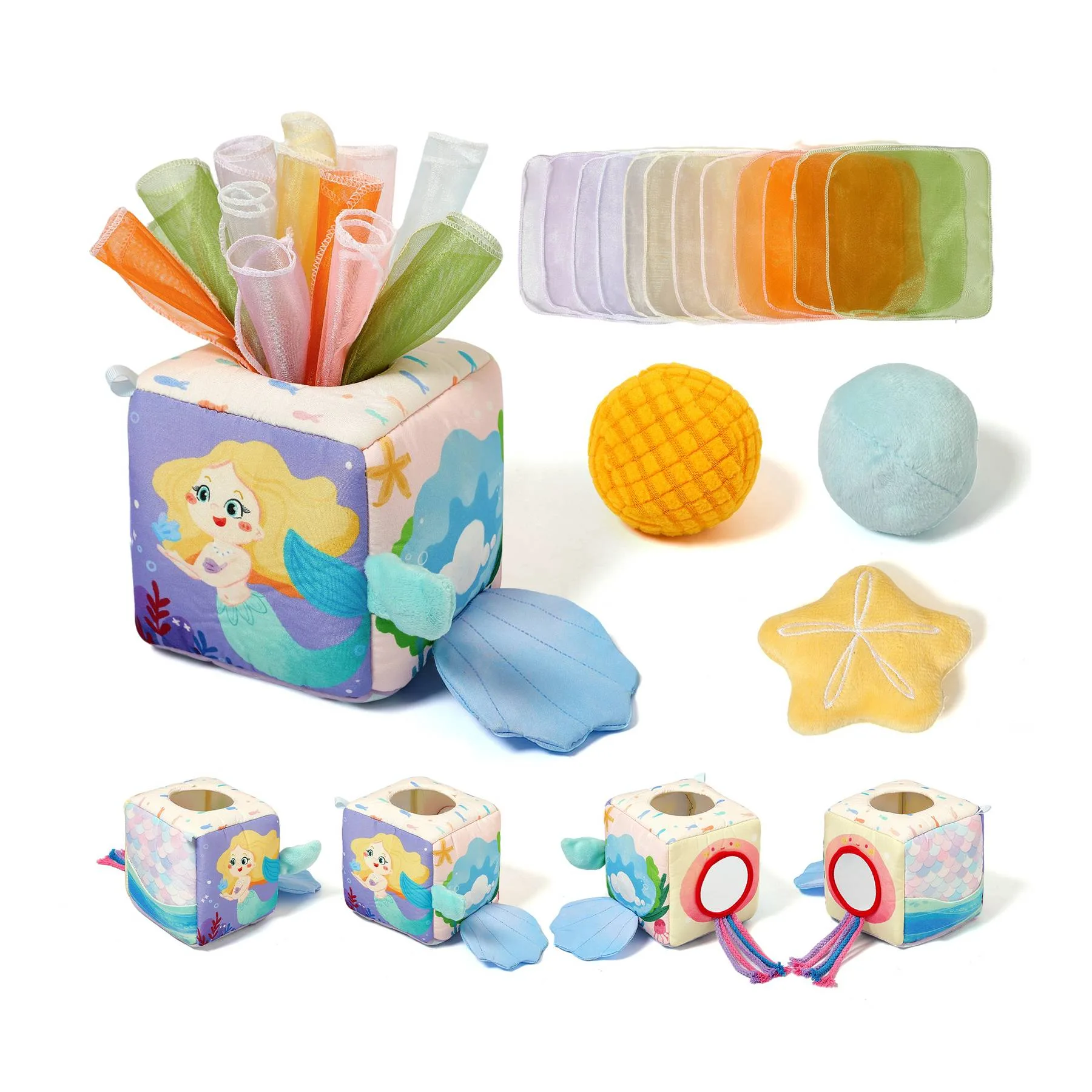 Sensorische Taschentuchbox – Montessori-Entdeckungsbox für Babys