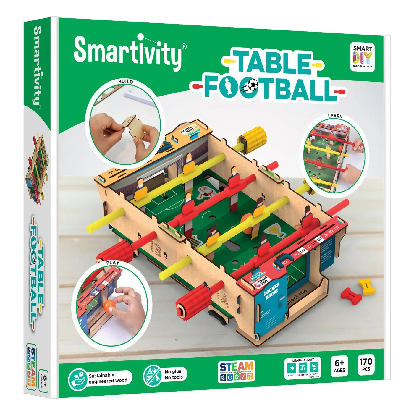 Smartivity Tischfußballtisch aus Holz – funktionsfähig nach dem Aufbau